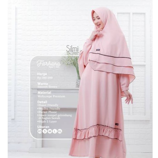 Farhana Dress Pink Set Khimar Gamis Syar'i