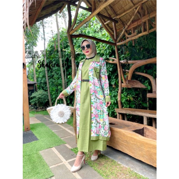 SAFIRA SET/SET ABAYA SAFIRA/MAXI DRESS SET INNER GREEN SAGE