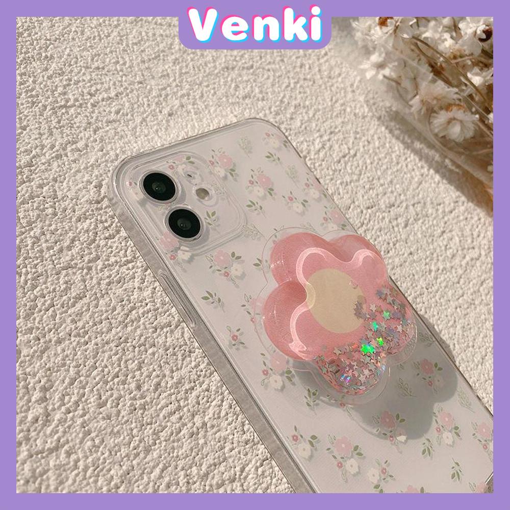 Soft Case Silikon Transparan Motif Bunga Dengan Popsocket Untuk Iphone 13 Pro Max 12 11 P 11