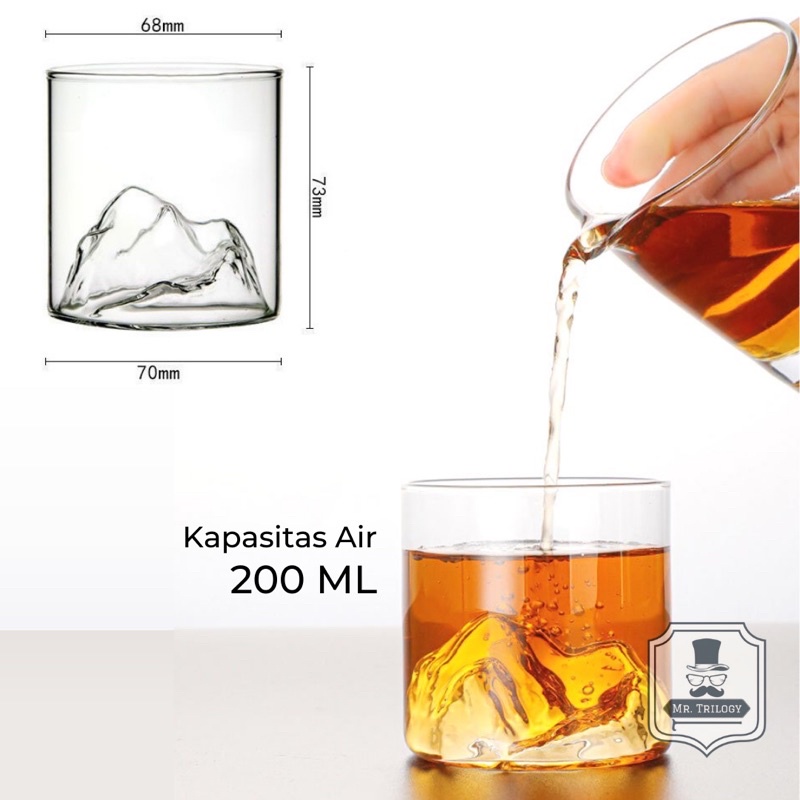 Gelas Kaca Design Gunung 3D 200ml Aesthetic Glass Minuman Unik Nikmat