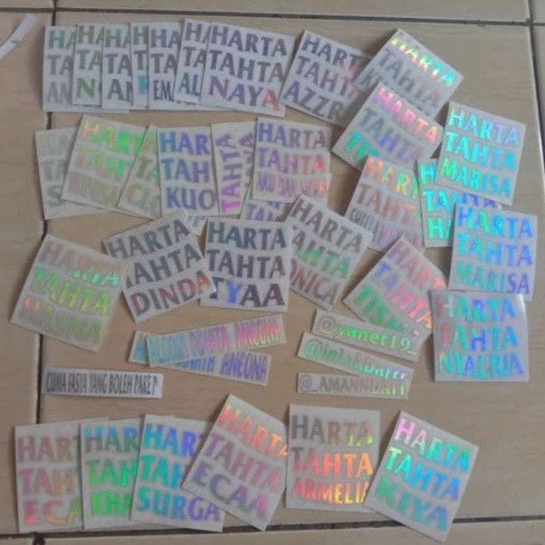

Sticker cutting hologram Tulisan trend Masakini custom suka2