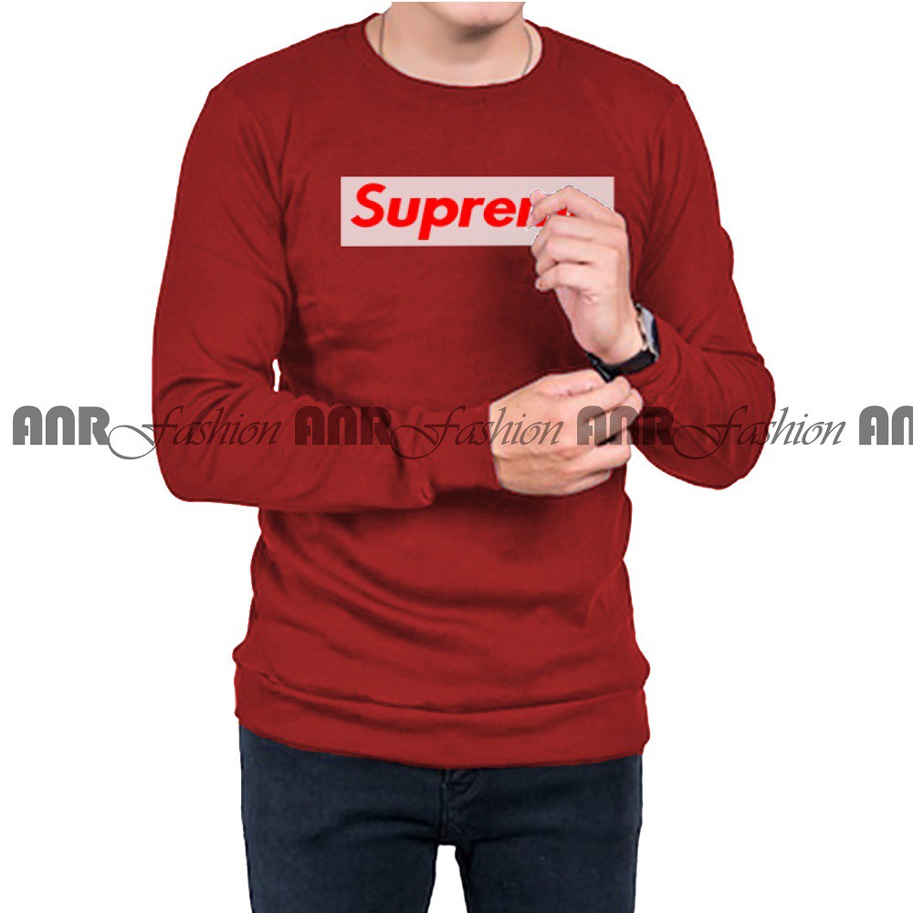 Sweater Supreme Basic Oblong Supreme Pria/Cowok - Hitam/Abu Misty/Merah/Biru Navy