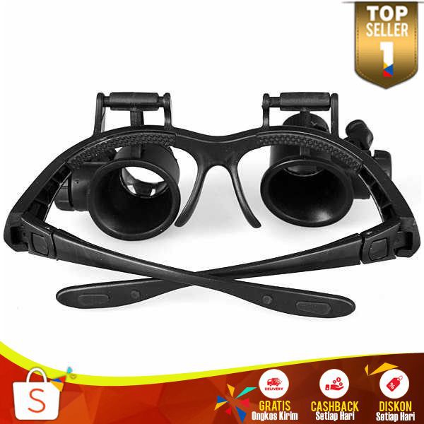 Kacamata Pembesar 25x Magnifier 2 LED Aman Digunakan Kaca Pembesar Berkualitas Kaca Mata Penjelas