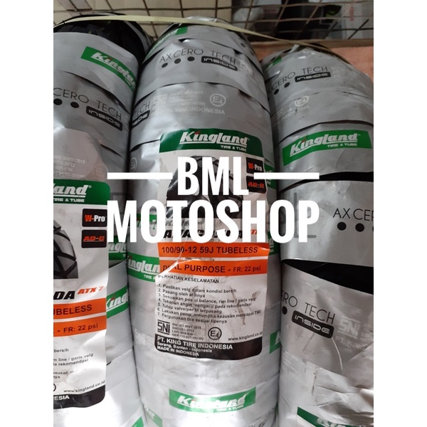 Ban Scoopy Kingland Tubeless 100/90-12 Anaconda ATX Free Pentil Ban Luar Motor Scoopy Freego Ring 12 Tubeless