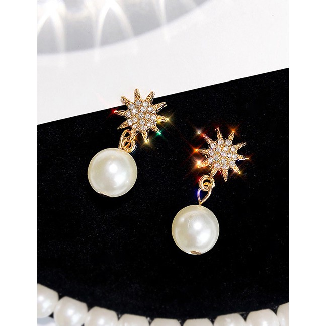 LRC Anting Tusuk Elegant Color Star&amp;pearls Decorated