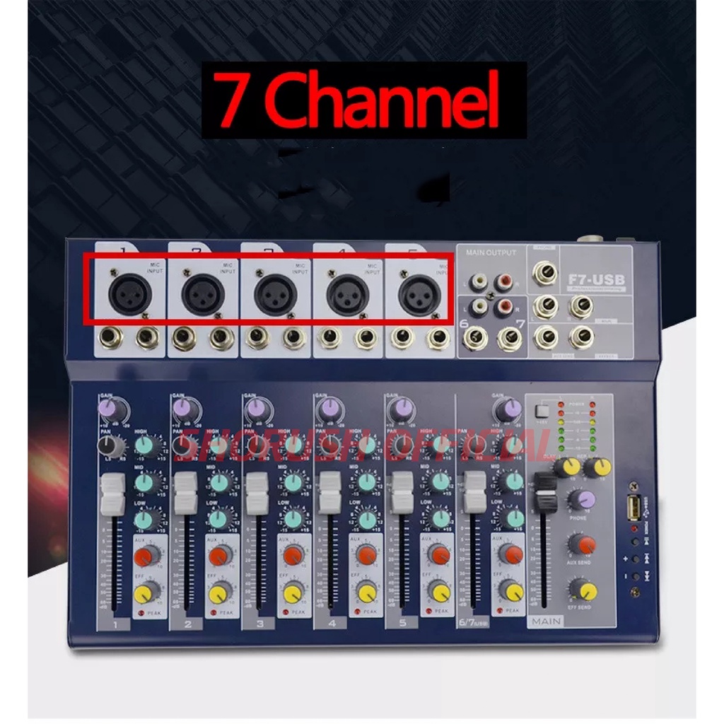 Mixer Shorush Audio 7 channel Bluetooth Usb Profesional