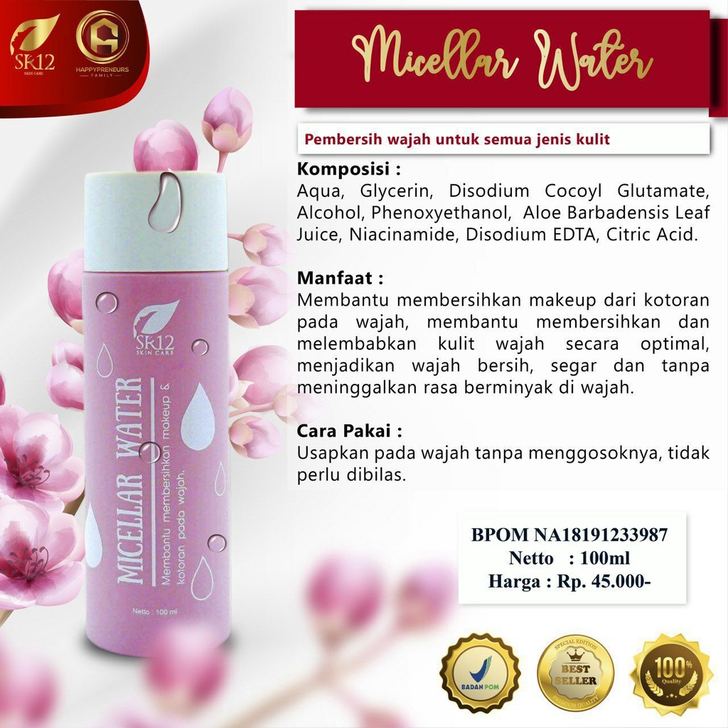 MICELLAR WATER SR12 ORIGINAL / MICELLAR WATER BPOM / MICELLAR WATER HERBAL