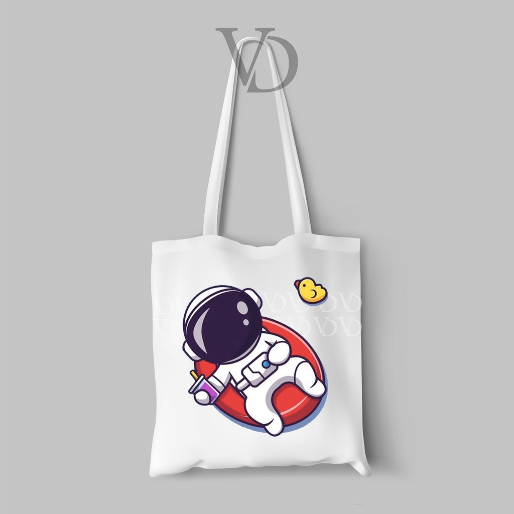 TOTE BAG BAHAN KANVAS CUTE ASTRONOT / PLANET AESTHETIC TOTE BAG / TAS BELANJA KEKINIAN