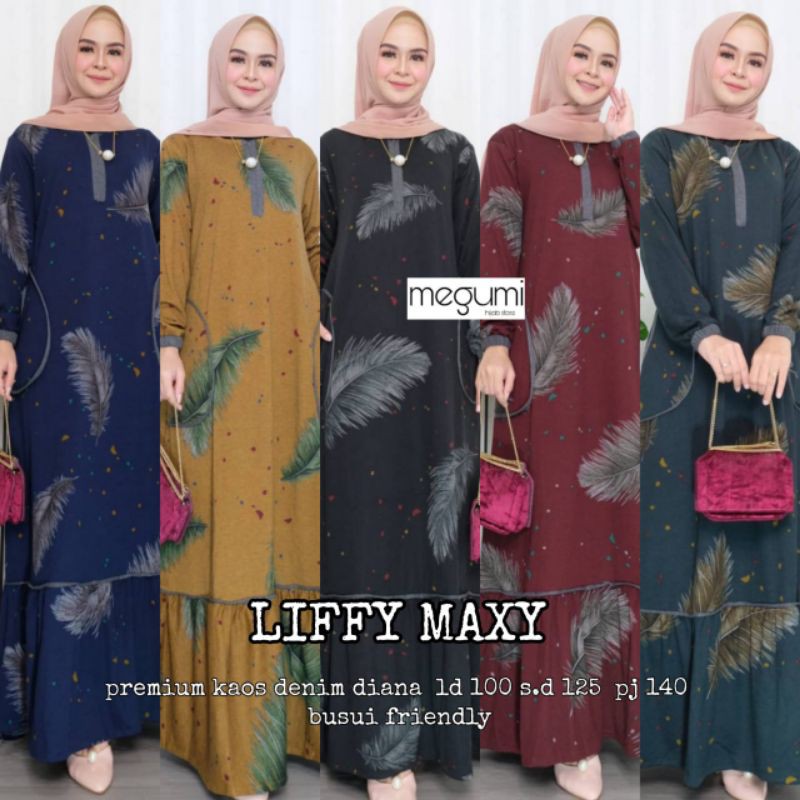 Liffy Asmara Maxy Gamis Premium Kaos Diana Denim Gamis Busui Terbaru Gamis Calvin Jeans Jumbo