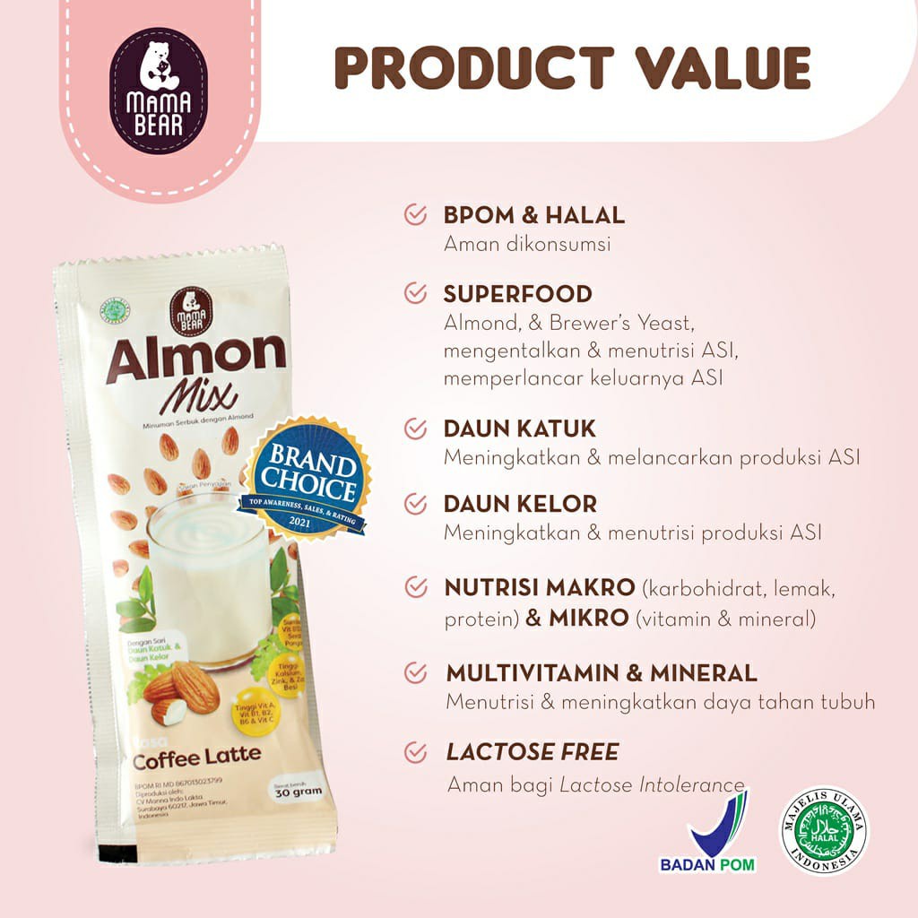 Mama Bear Almon Mix Minuman Serbuk Almond Dengan Daun Katuk dan Daun Kelor 180gr