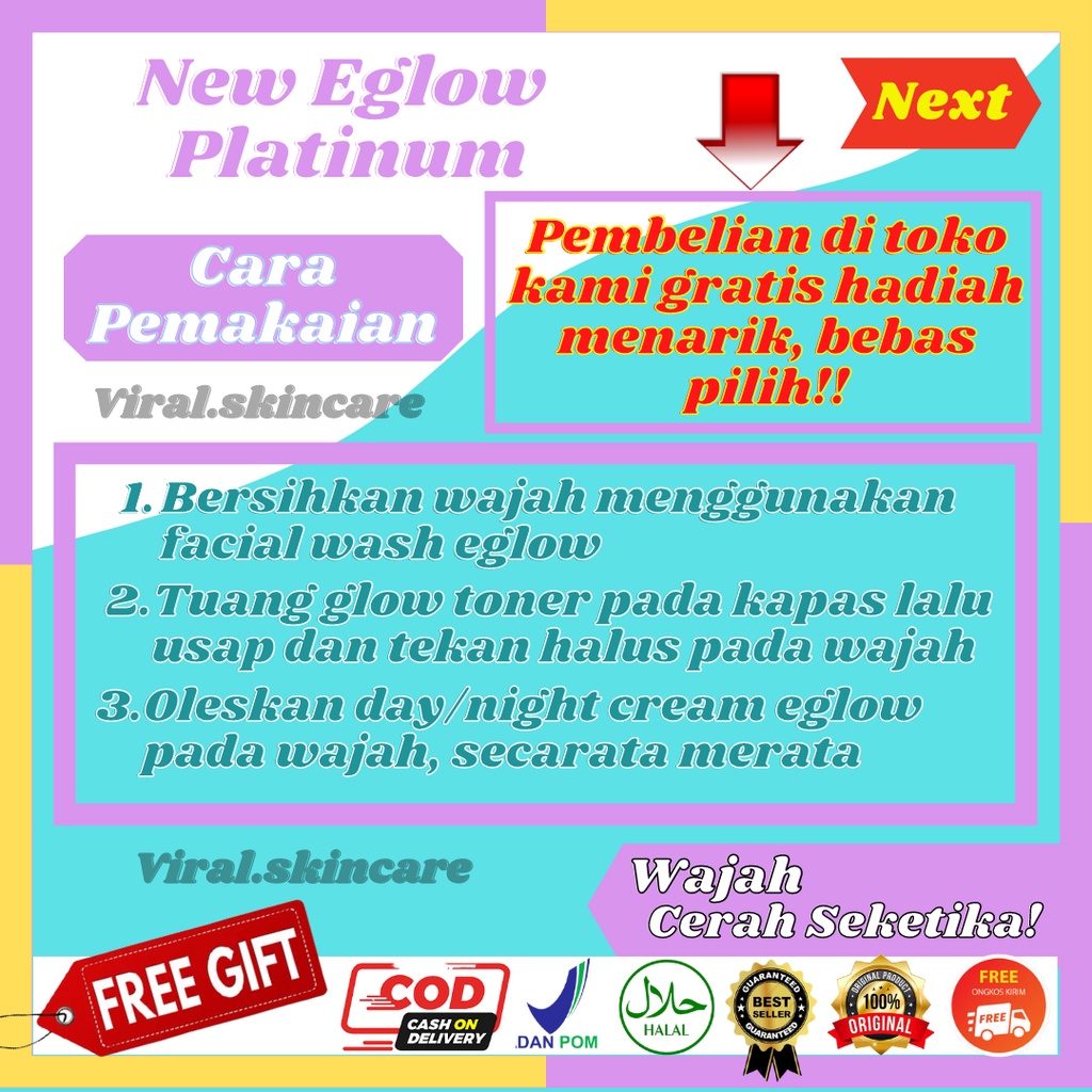 Eglow Platinum Bpom Ecer Skincare Perawatan Kecantikan Wajah Wanita Terbaru Murah A19-3