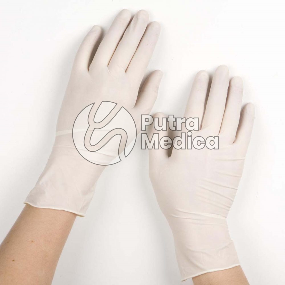Handscoon Latex Ecer 1 Pasang Powdered / Sarung Tangan Karet Lateks Putih Tebal dan Murah Non Steril Baru / Hendskun / Gloves