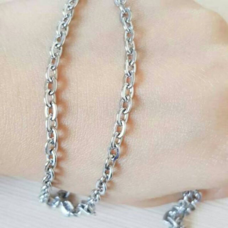 KALUNG TITANIUM MODEL NURI SILVER PRIA - WANITA BAGUS PANJANG 45 50 60