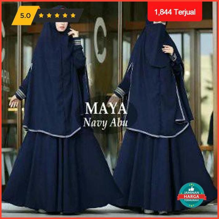 Gamis Polos Wanita Cadar Hijab Modern Terlaris Baju Muslimah Wanita - Hitam Limited