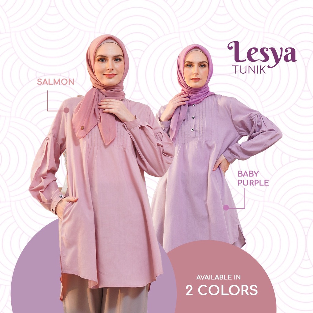 Lesya Tunic Mysure Tunik Baby Purple Salmon Atasan