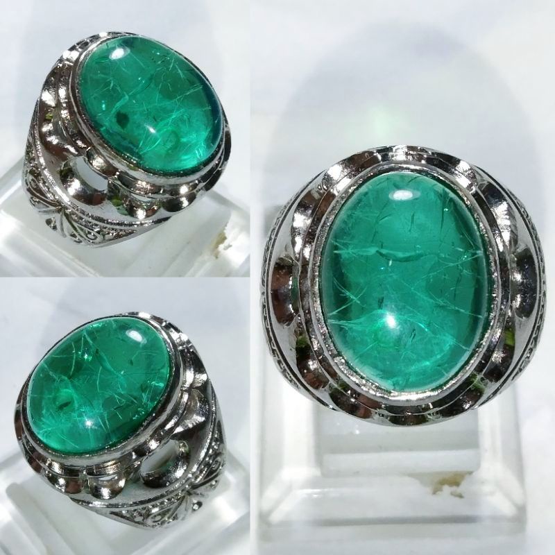 Cincin Batu Zamrud Emerald Rusia Bluish Green Natural Crystal Super Istimewa