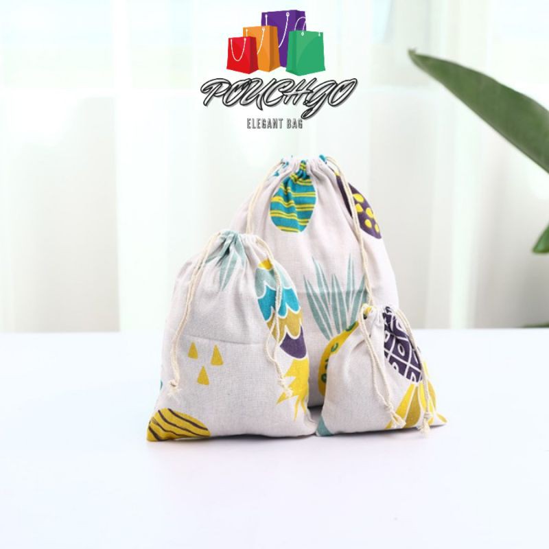 Pouch Serut Travel Pouch Organizer Souvernir Tas Serut Motif Kain Goni Set 3in1