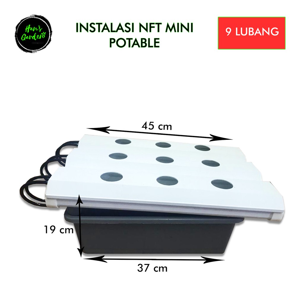 Instalasi hidroponik NFT mini potable mini green 9 lobang