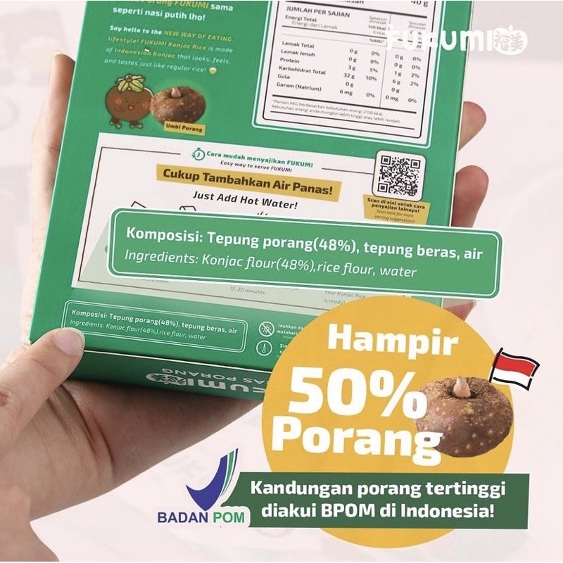 FUKUMI BERAS PORANG BOX SACHET - Fukumi Shirataki Beras Konjac Rice Diet isi 7 sachet x @40gr