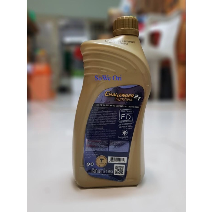 Oli Samping PTT Challenger 2T FULL SYNTHETIC JASO FD 1 Ltr