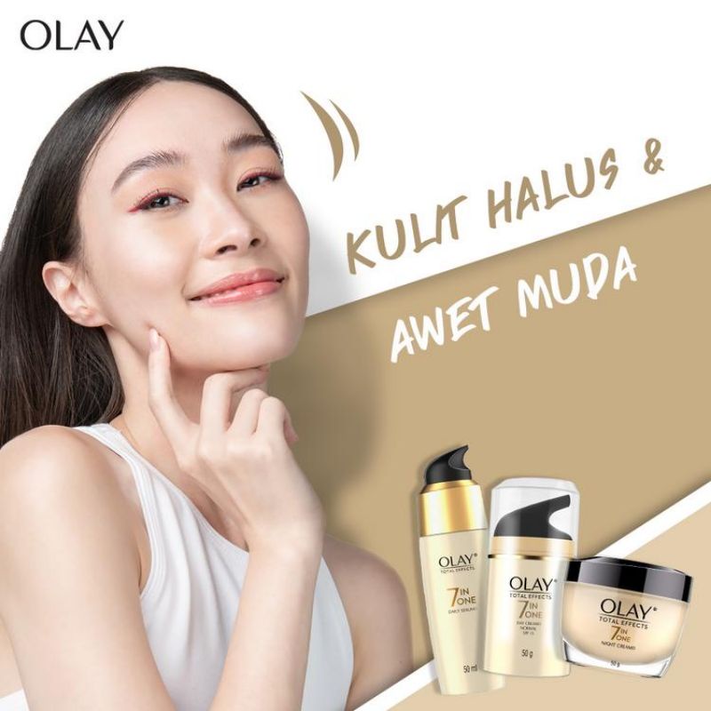 Olay Total Effects 7 in One 50g Serum Krim Anti Aging Skincare Normal Pagi | Malam | BB Foundation | Gentle Spf 15