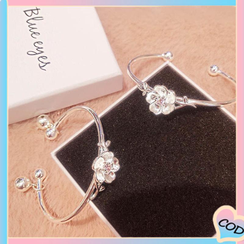 COD❤️ Pelajar Wanita Sederhana Pacar Pasangan Bell Gelang Hadiah Ulang Tahun Bunga Cherry Blossom-A.one