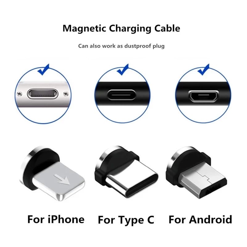 mrcaisen KABEL 360 MAGNETIK Kabel data magnet 360 quick fast charger magnetic cable iphone type c micro 3in1 lighting original