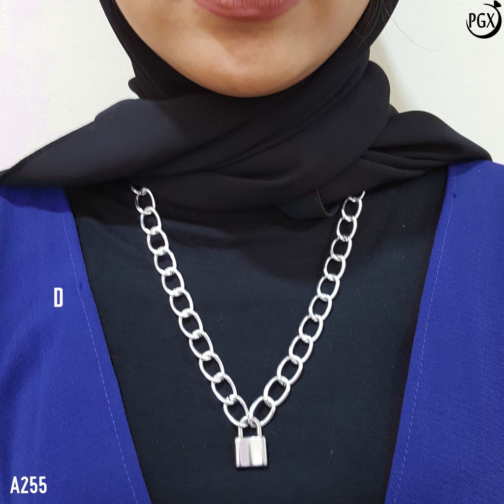 PGX Kalung Rantai Wanita Gembok Panjang Hijab Multilayer - A255