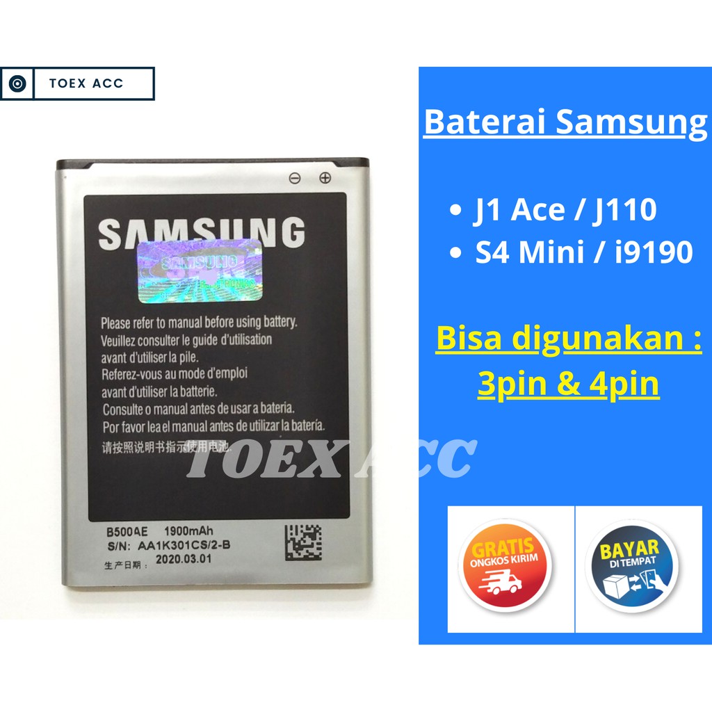 Baterai Samsung J1 Ace J110 / S4 Mini i9190 - Battery Batre Batrai