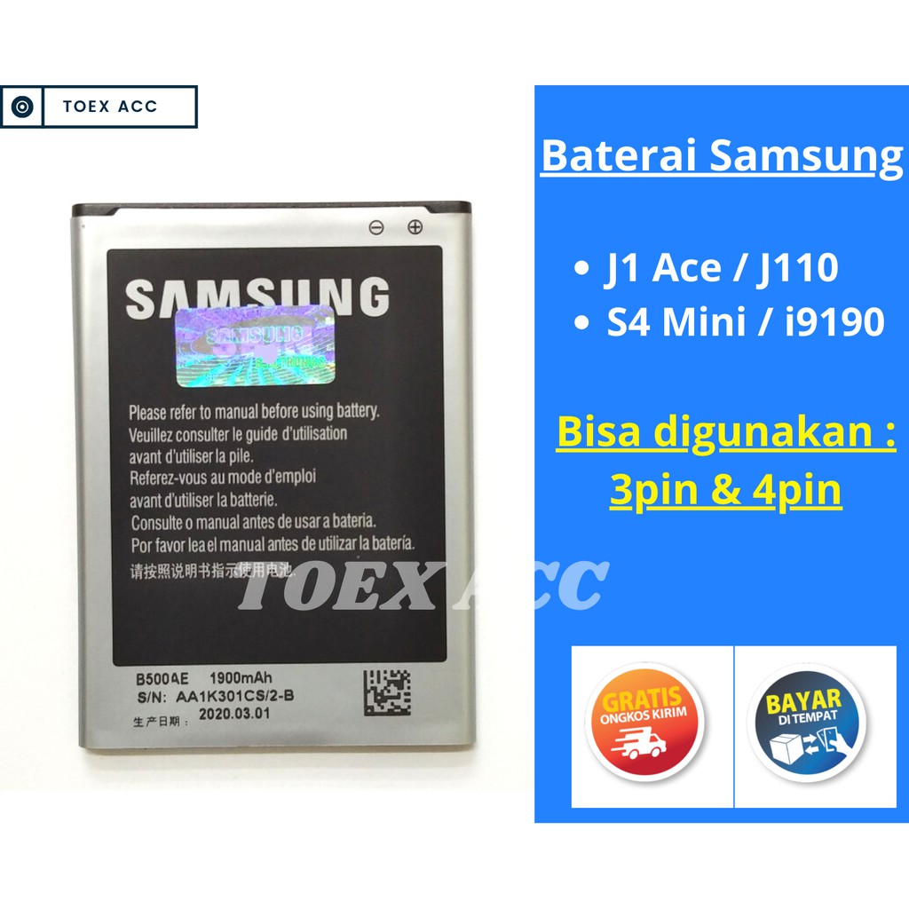 Baterai Samsung J1 Ace J110 / S4 Mini i9190 - Battery Batre Batrai SEIN