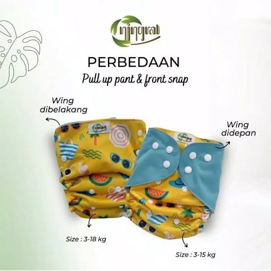 Popok Kain Cuci Ulang Clodi Ningrat Front Snap Pull Pant Newborn Nyaman