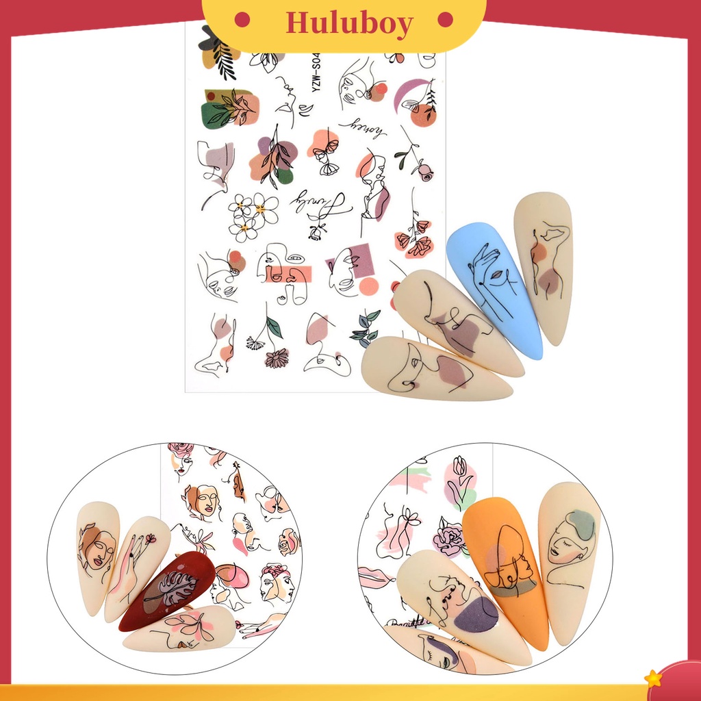 Huluboy Huluboy♡ 3 Pcs Stiker Kuku 3D Multifungsi Tahan Lama Untuk Wanita
