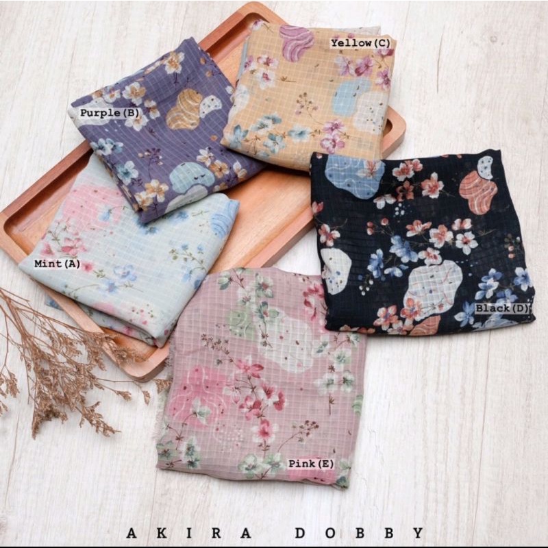 Hijab segi empat akira dobby jahit tepi