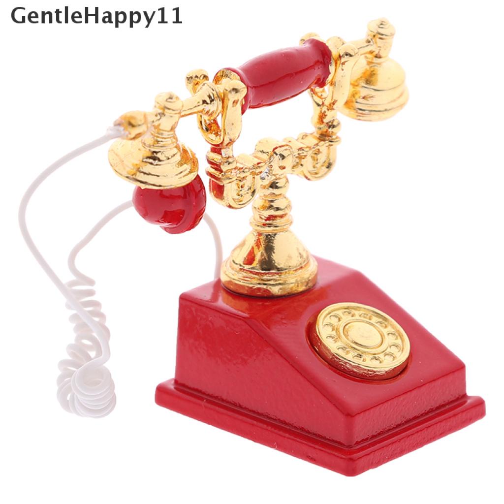 Gentlehappy 1Pc 1: 12rumah Boneka Miniatur Telepon Model Retro Rotary Telepon Untuk Dekorasi Boneka