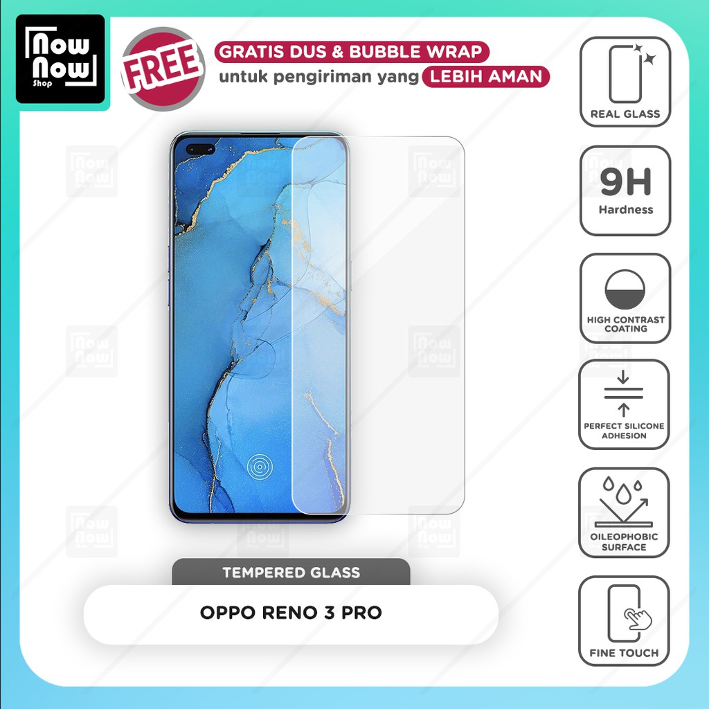 Tempered Glass Anti Gores Oppo Reno 3 Pro Screen Guard Protector 9H Kaca Temperglass