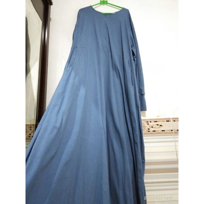 gamis kaos tebal pelangi hijab dan khimsr lubang tangan pl reloved