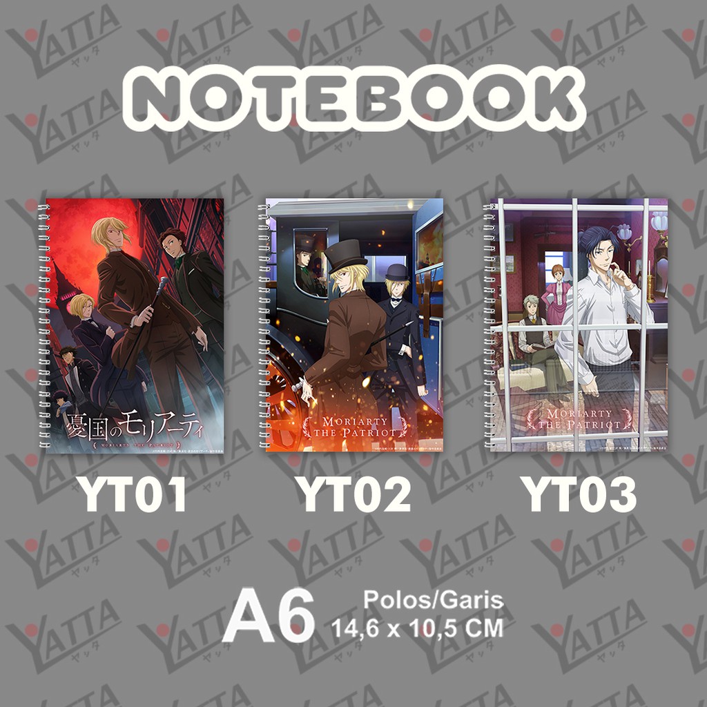 

Notebook Anime Ukuran A6 10,5 cm x 14,8 cm Yuukoku no Moriarty YOTAKUSHOP