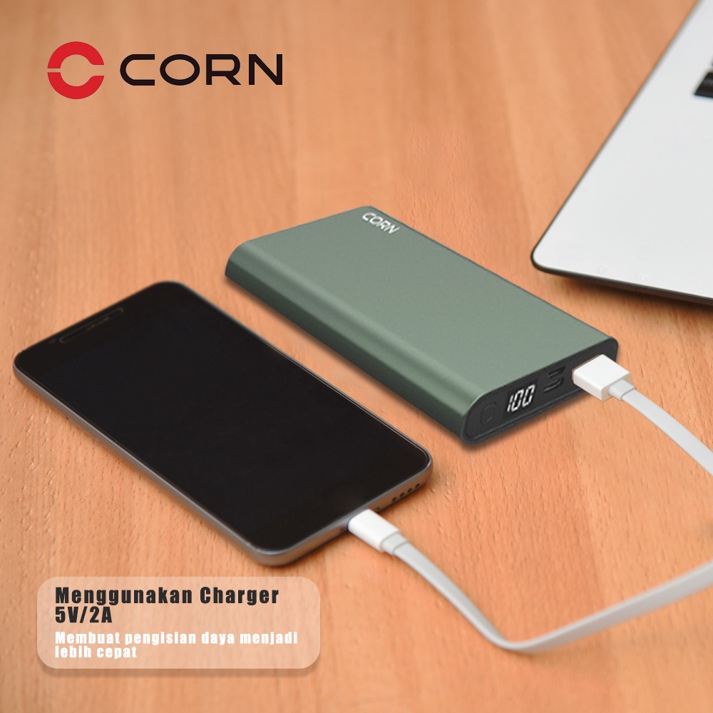 CORN DW018 10000mAh PowerBank 20W Original Fast Charging Bank Daya Aluminum Type-C &amp; Micro USB Kapasitas Nyata Ultrathin Quick Charge 3.0