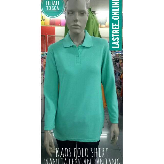 POLO SHIRT WANITA LENGAN PANJANG KRAH KAOS POLOSHIRT CEWEK TANGAN PANJANG WARNA HIJAU  ARMY TOSCA