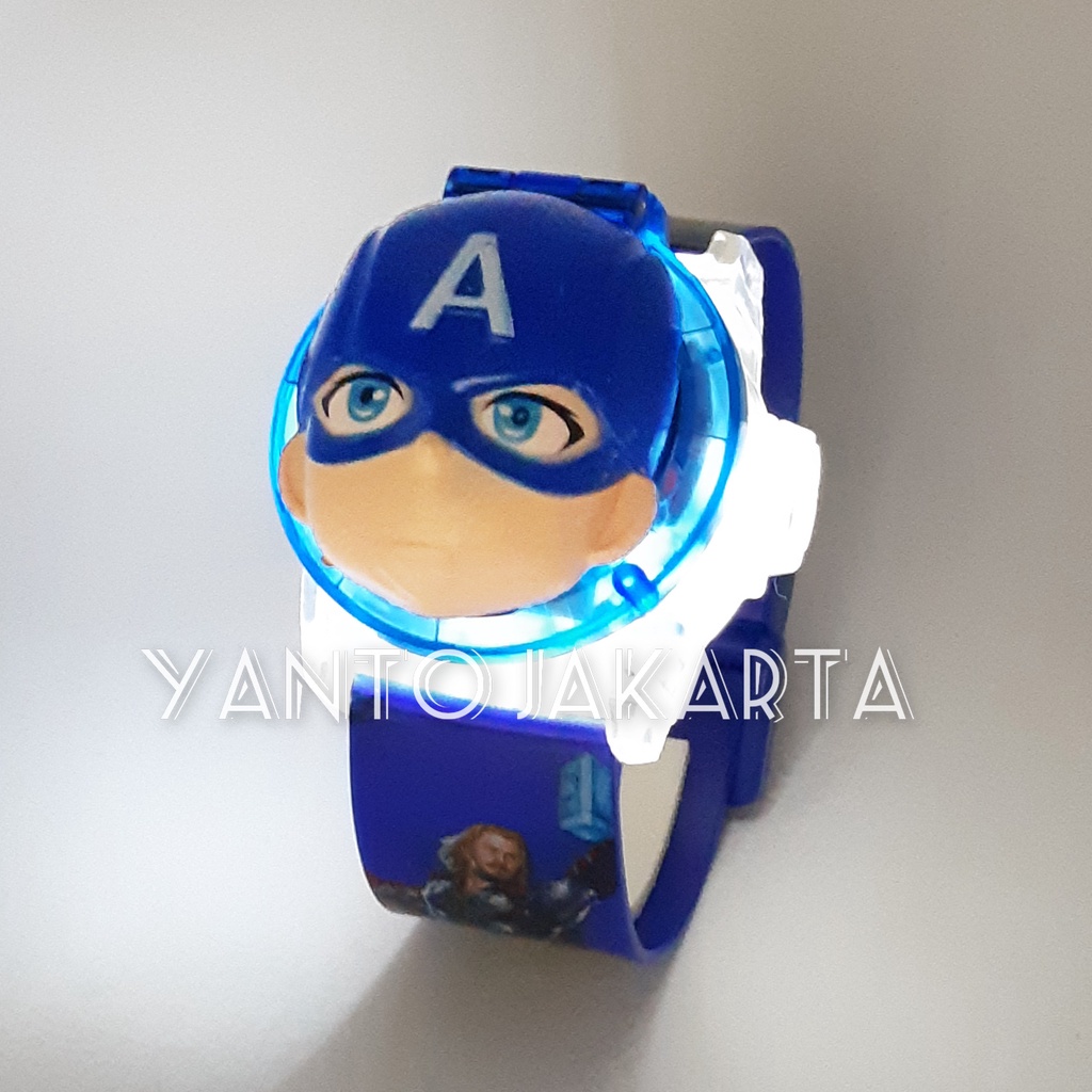 JAM TANGAN ANAK CAPTAIN AMERICA LAKI LAKI LAMPU MUSIK PROYEKTOR