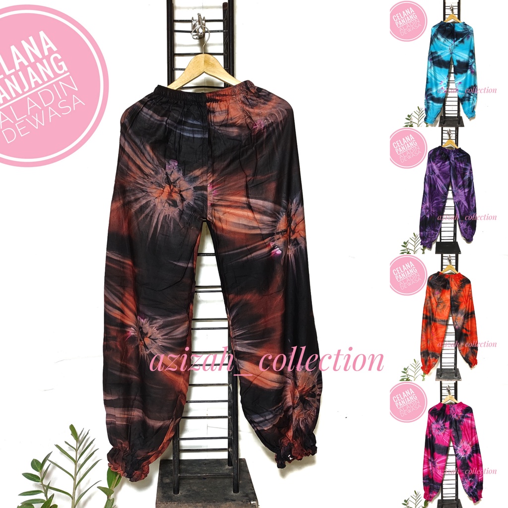 Celana Kolor Tie Dye Jumbo Aladin Jogger Panjang Rayon