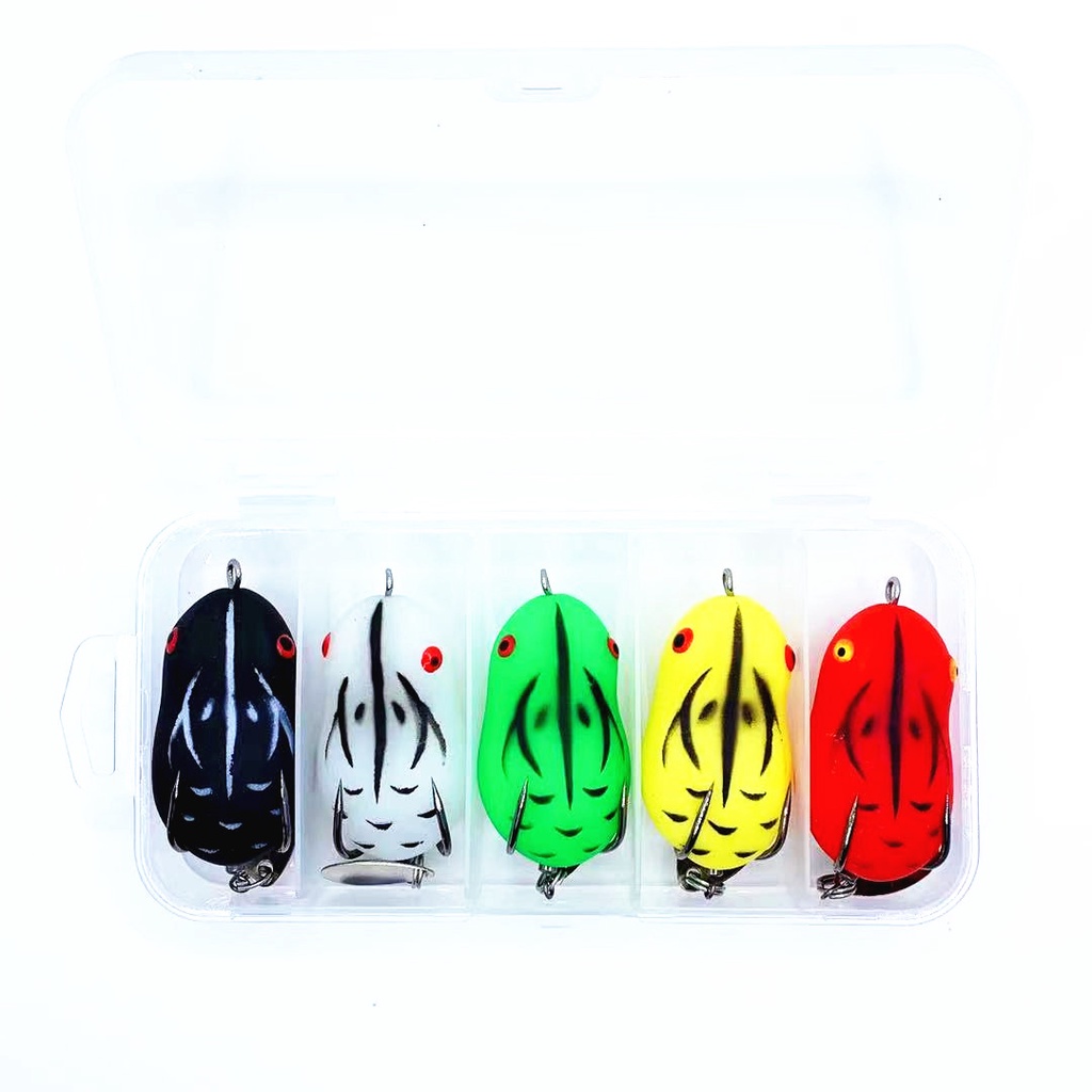 5pcs / Kotak Umpan Pancing Soft Bait Bentuk Katak Imitasi 4.5cm 7.2g