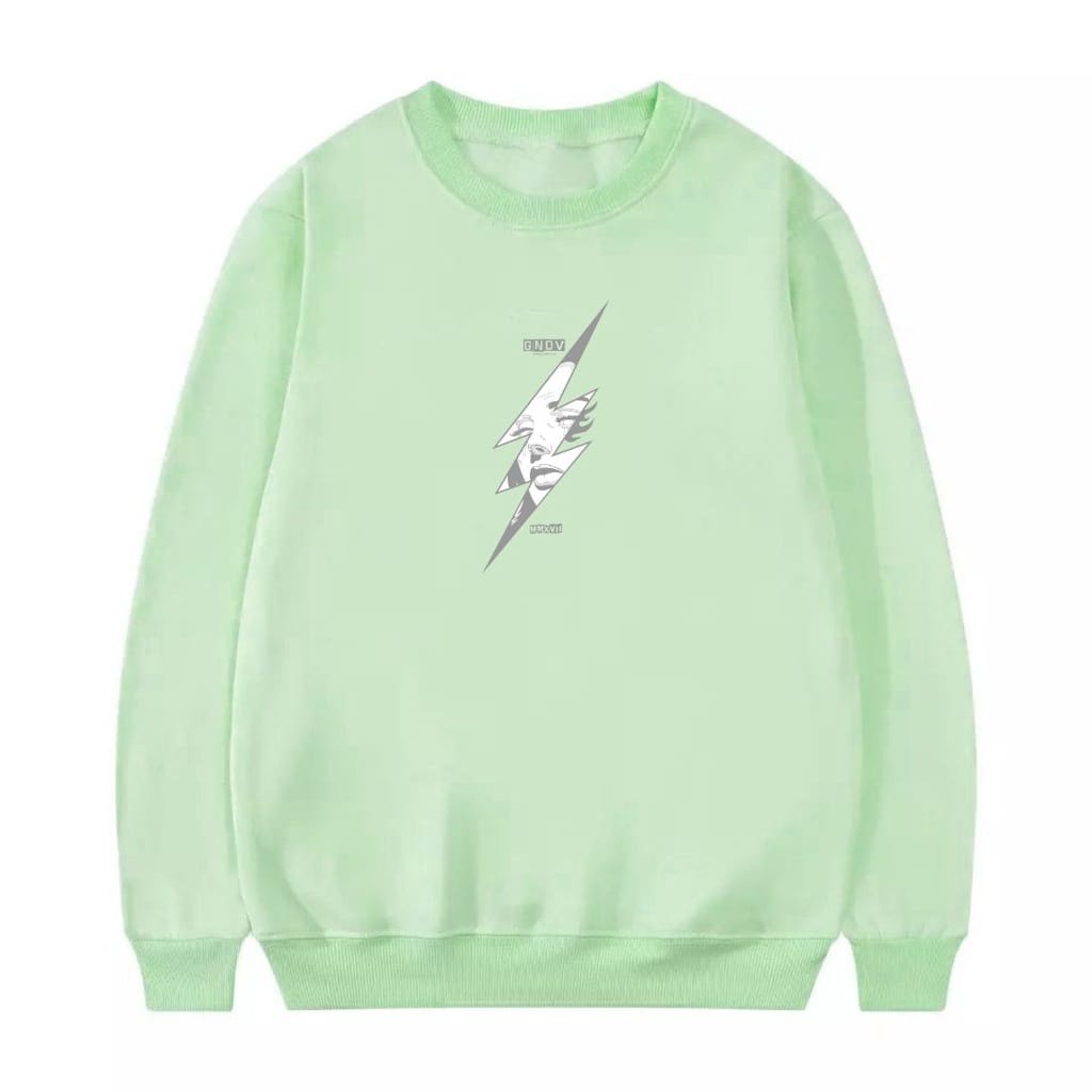 Sweater Crewneck Pria &amp; Wanita Lightninggirl art Fleece Size M - XXL