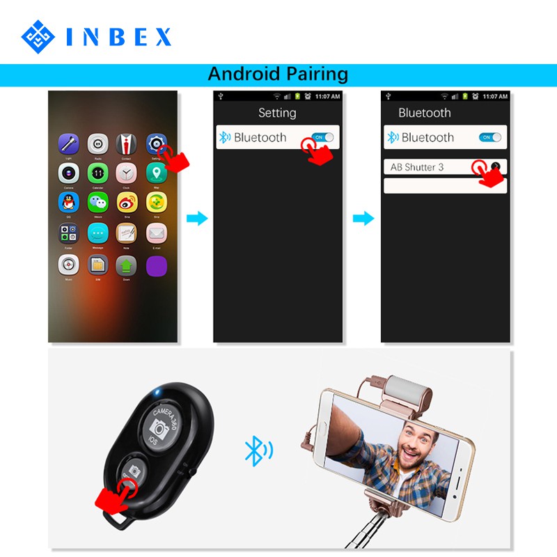 INBEX Bluetooth Remote Control/Remote Selfie Shutter for Android IOS Smartphone/5*3.3*1.05cm-6