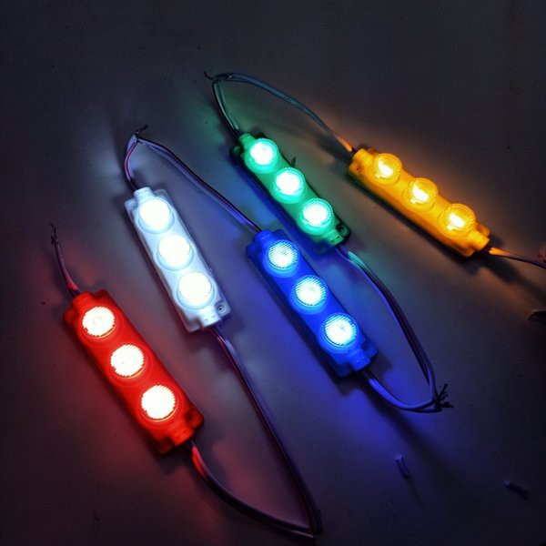 Lampu kolong LED RGB 24 V Modul Strip 3 Mata Besar 3 Watt Waterproof 24 VOLT truk truck mobil motor