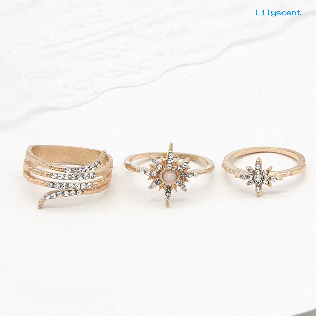 17pcs / set Cincin Knuckle Midi Berlian Imitasi Stackable Gaya Bohemian Untuk Aksesoris Perhiasan