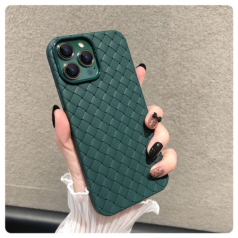 Case Pelindung Bahan Kulit Tenun Tahan Banting Untuk 7 8 plus se2020 X Xs max XR 11 12 13 pro max 14 pro max