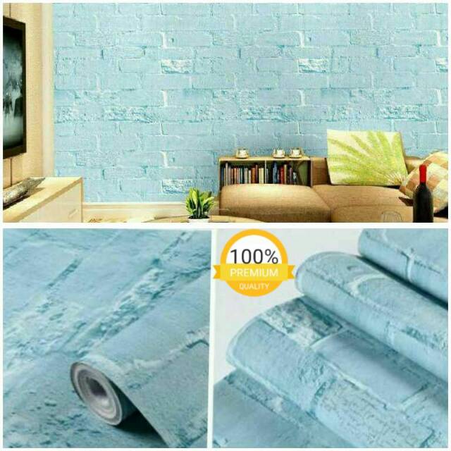 Wallpaper Dinding motif batu bata biru