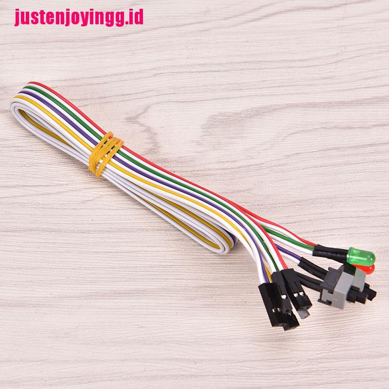 【justenjoyingg.id】ATX PC Compute Motherboard Power Cable 2 Switch On/Off/Reset w/ LED Light 68cm