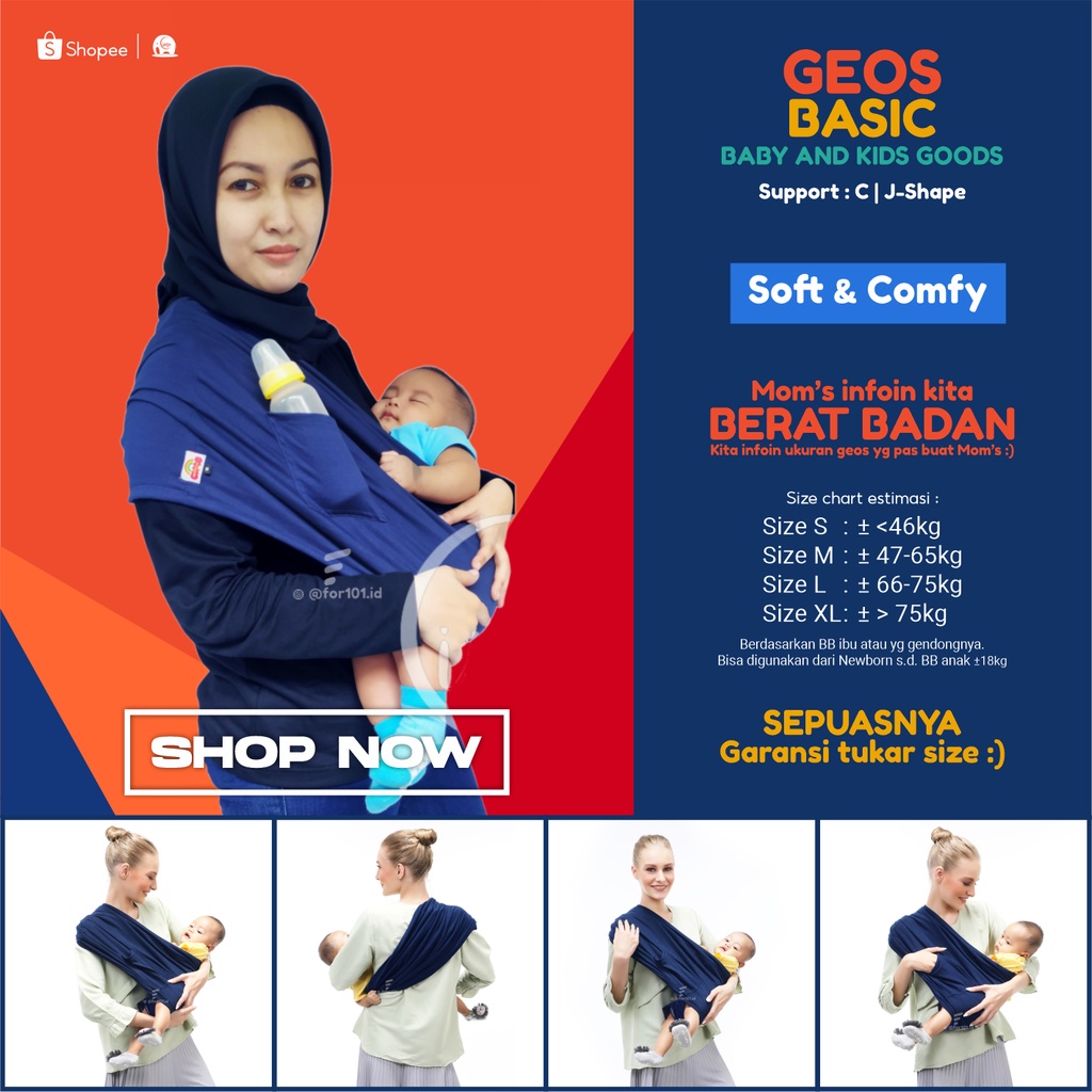CIMOBABY Gendongan Bayi samping Gendongan Bayi Depan Gendongan Kaos Polos Motif Geos CimoBaby